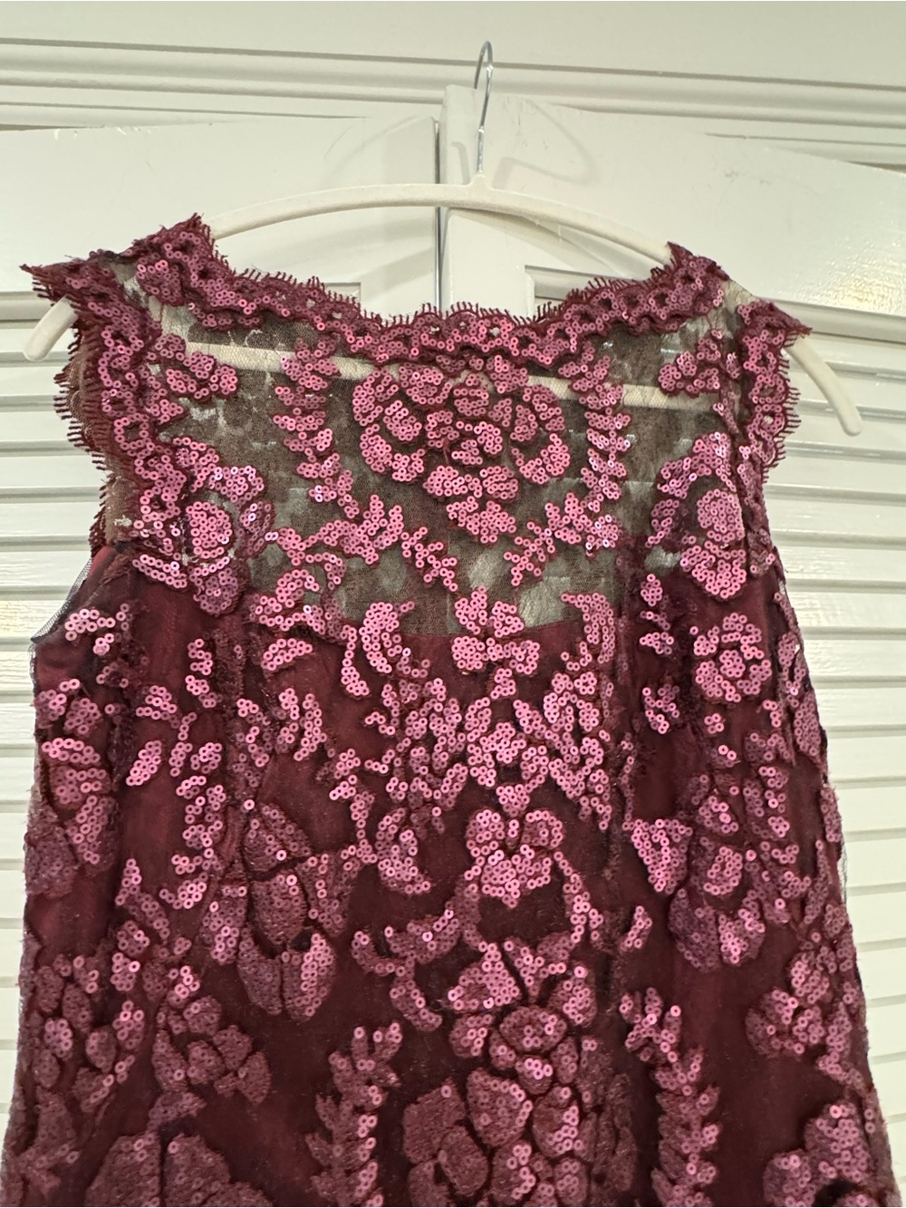 Tadashi Shoji Burgundy Floral Lace Midi Dress - Picture 5 of 10